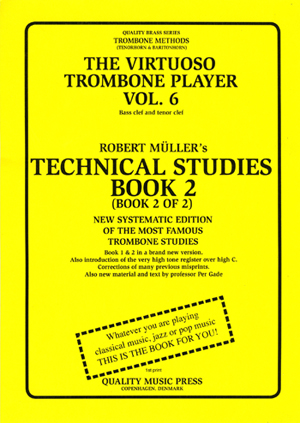<strong><font color="black"> 6A) The Virtuoso Trombone Player. Vol. 6.</strong><BR>Robert Muller-Per Gade. Book 2. <br>(Bass and tenor clefs).<br></strong><font color="blue">Click on picture to read more.